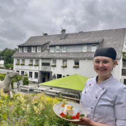 Mango Erdbeer Parfait auf Melonen-Minz-Salat